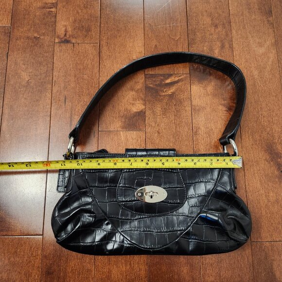 Danier black leather croc-effect geniune leather shoulder bag - Picture 4 of 12